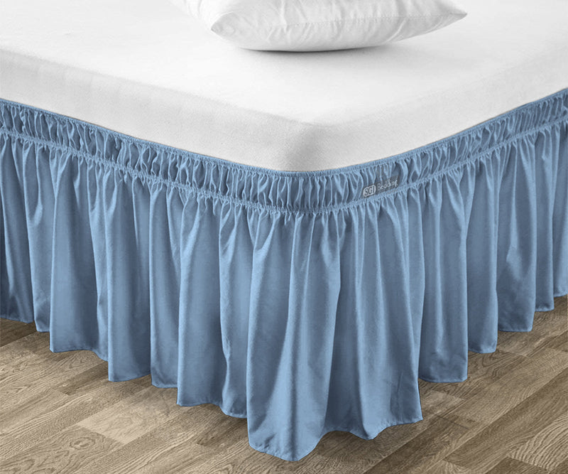 MEDITERRANEAN BLUE WRAP AROUND BED SKIRT