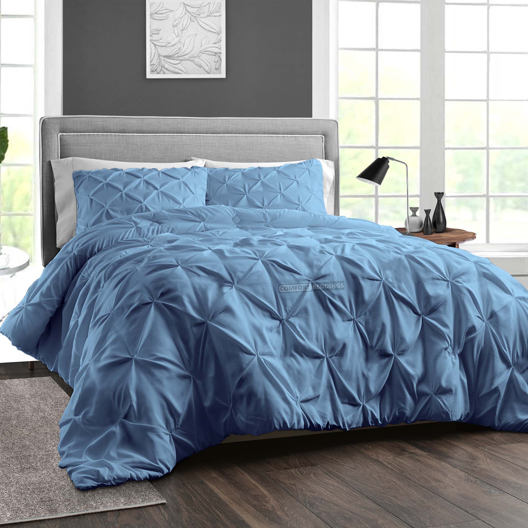 Mediterranean Blue Pinch Pleat Duvet Cover