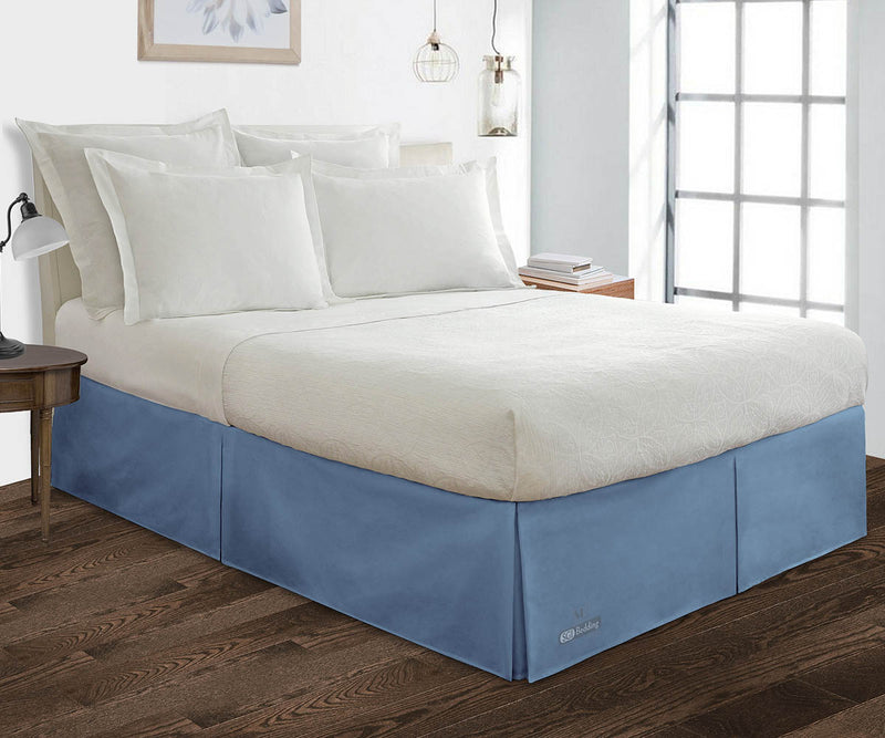 MEDITERRANEAN BLUE PLEATED BED SKIRT