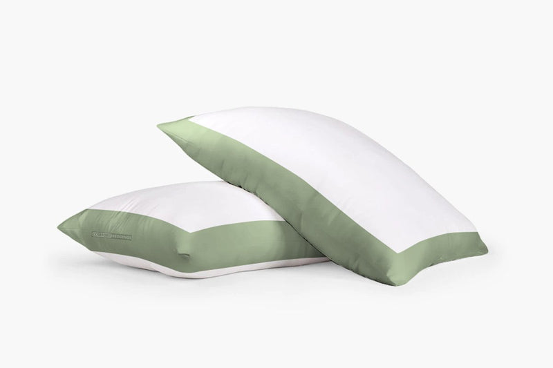 Soft Luxurious moss - white two tone pillow cases