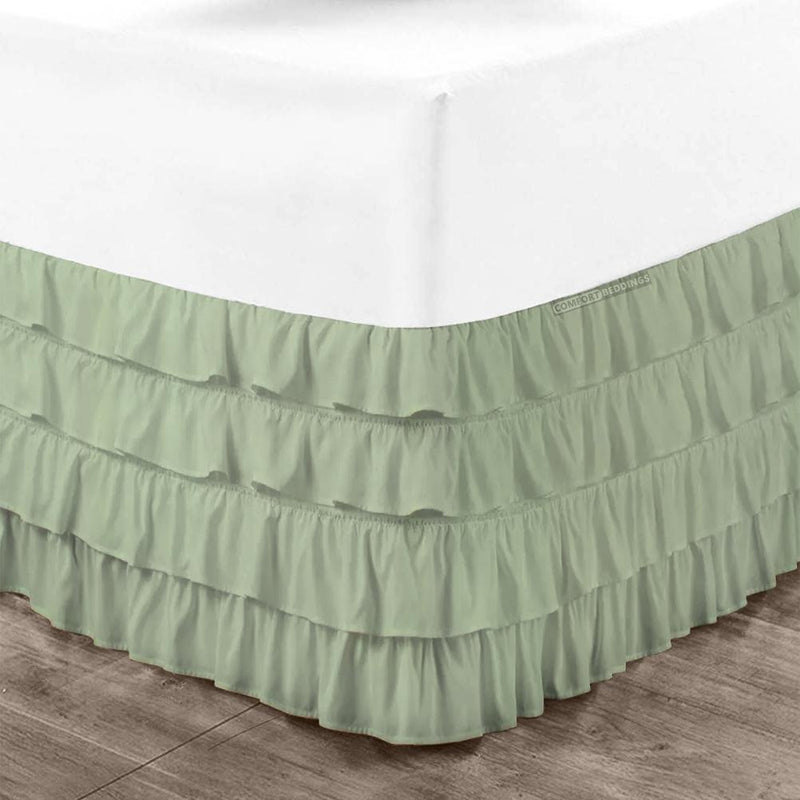 Moss Waterfall Ruffled Bed Skirt