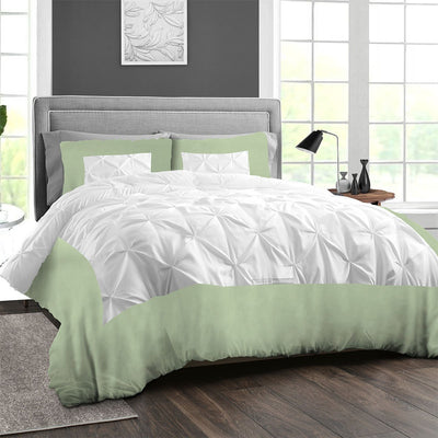 Moss Dual Tone Half Pinch Duvet Cover with Pillowcases - 600 & 1000 & 600 Thread Count