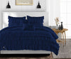 Classy Navy Blue Ruffled Comforter Set