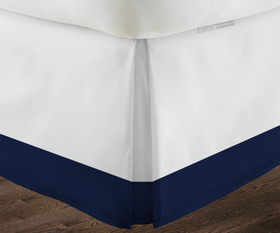 Luxury Navy Blue Two Tone Bed Skirt