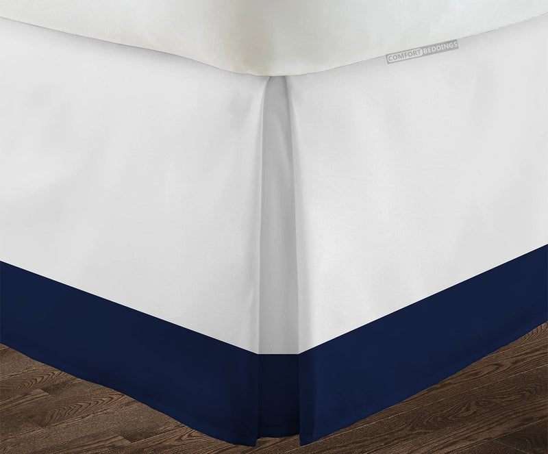 Luxury Navy Blue Two Tone Bed Skirt