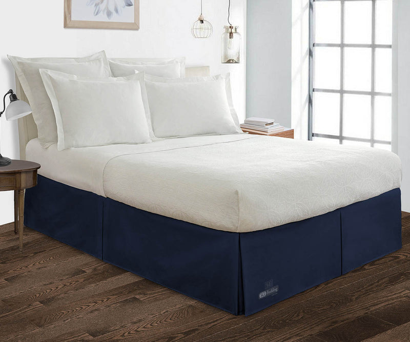 NAVY BLUE PLEATED BED SKIRT