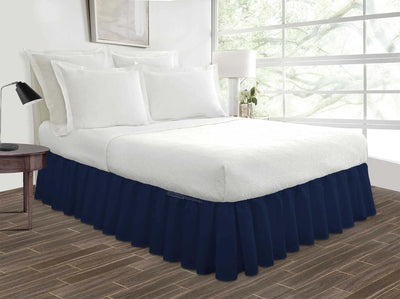Luxury Navy Blue Ruffled Bed Skirt