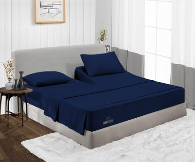 Luxury Navy Blue Split Head Sheet 600TC