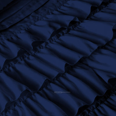 Navy Blue Ruffled Duvet Cover