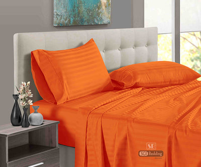 Orange Stripe King Size Bed Sheet