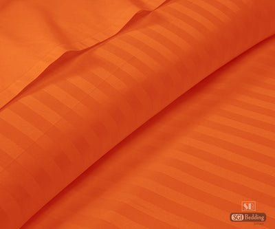 Luxury Orange Stripe Flat Sheets Set