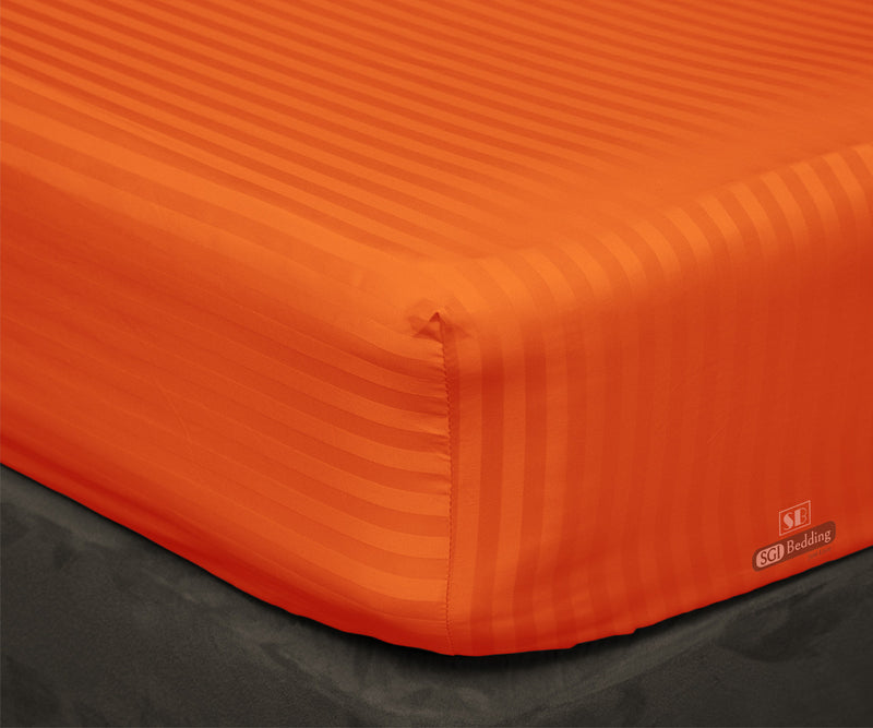 Luxury Orange Striped Fitted Sheets