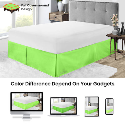 PARROT GREEN PLEATED BED SKIRT