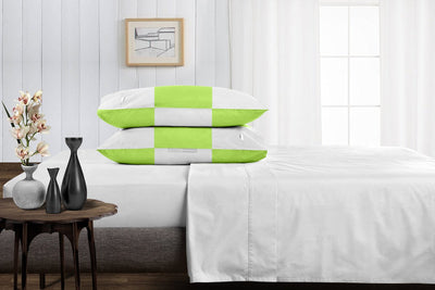 100% Egyptian cotton parrot green - white chex pillowcases