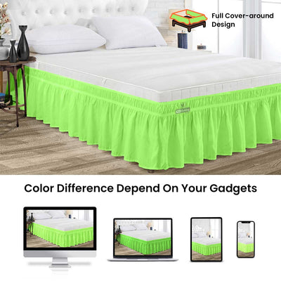 LUXURY PARROT GREEN WRAP AROUND BED SKIRT