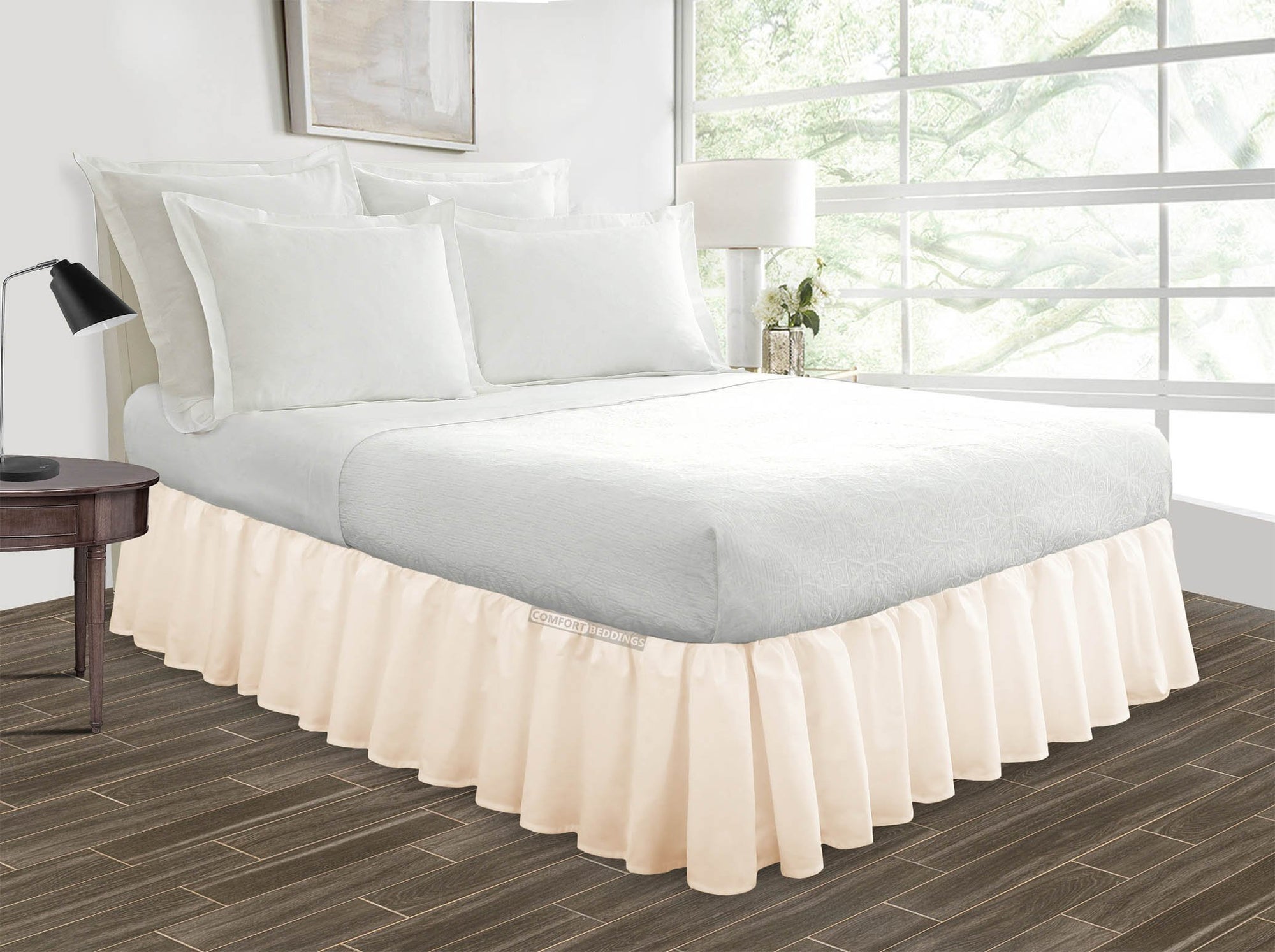 Luxury Peach Ruffled Bed Skirt