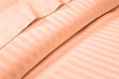 Peach Stripe Split King Sheets Set