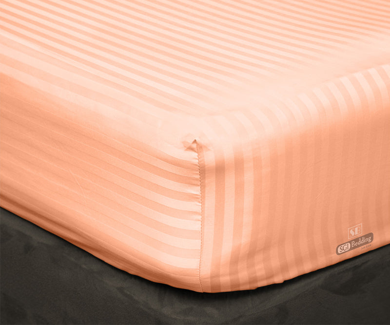 Luxury Peach Stripe Fitted Sheets