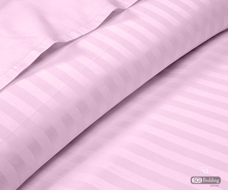 Pink Stripe Flat Sheets Set