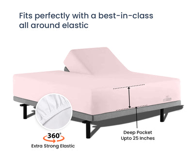 Luxurious Soft Pink Split Head Sheets Set - 600TC
