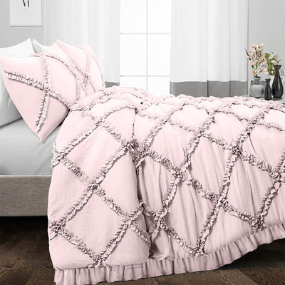 Luxurious Pink diamond ruffled Duvet Cover And Pillowcases