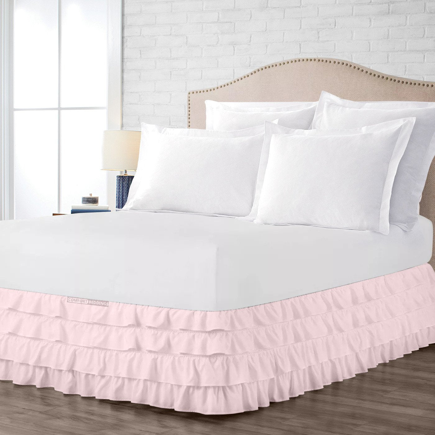 Pink Waterfall Ruffled Bed Skirt