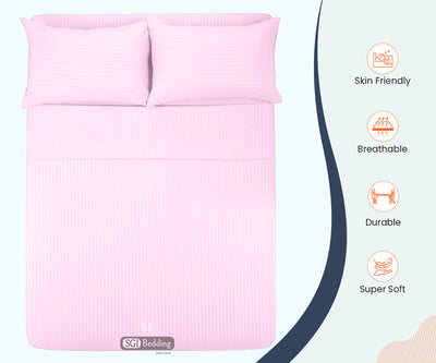 Pink Stripe Flat Bed Sheet