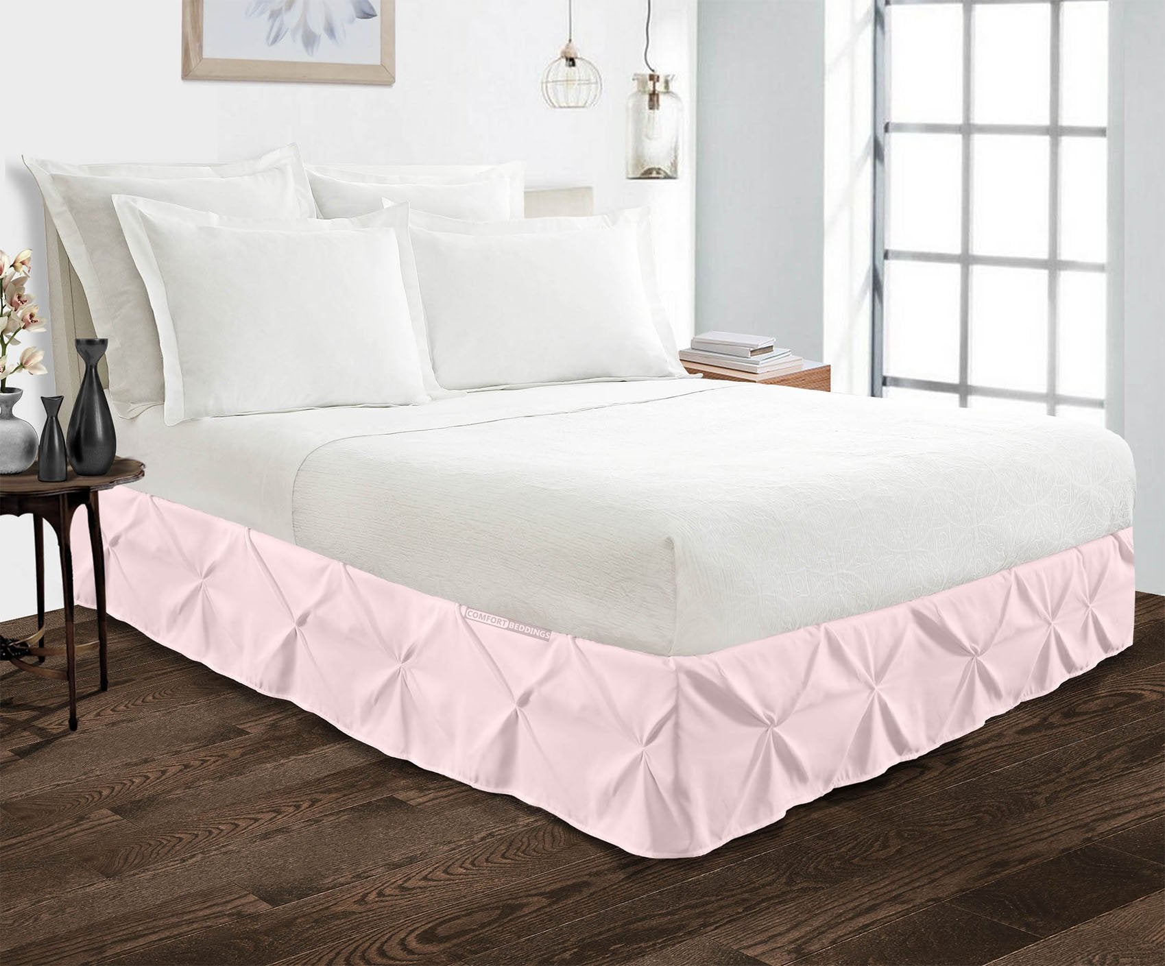 Pink Pinch Bed Skirts