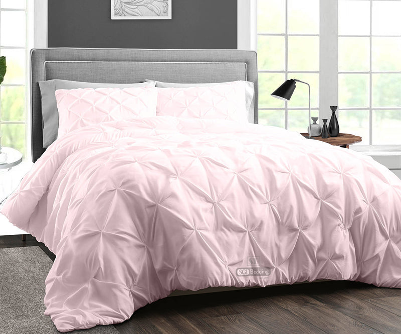 LUXURY PINK PINCH PLEAT DUVET COVER