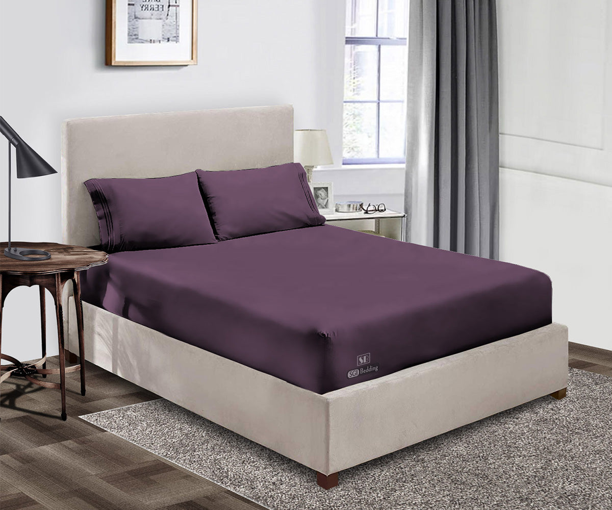 Luxury Plum Fitted Sheets Set