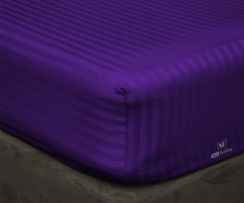 Luxury Purple Striped Fitted Sheets