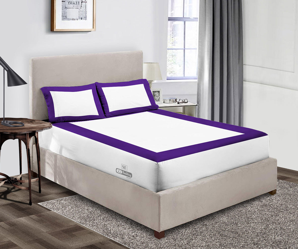 Luxury Purple with White Two Tone Fitted Sheets