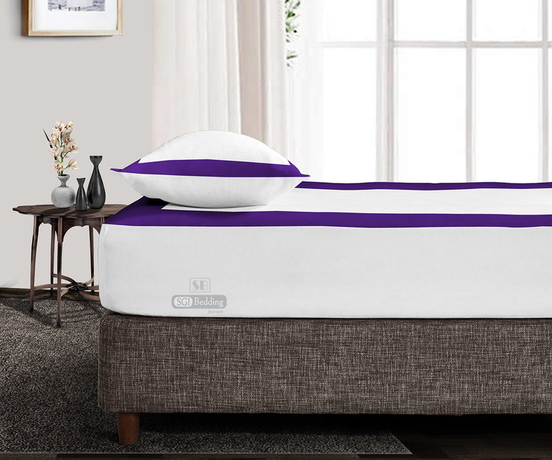 Luxury Purple with White Two Tone Fitted Sheets