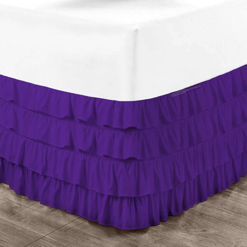 Purple Waterfall Ruffled Bed Skirt