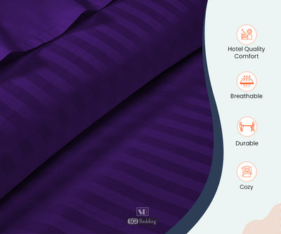 Luxury Purple Striped Fitted Sheets