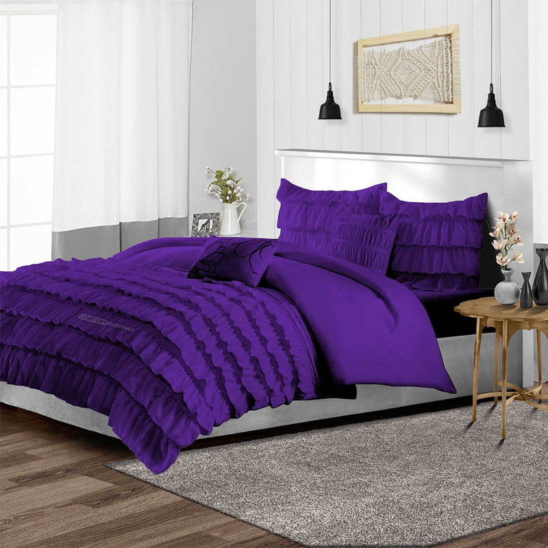 Top Rated Purple 3 Piece Ruffle Duvet Cover