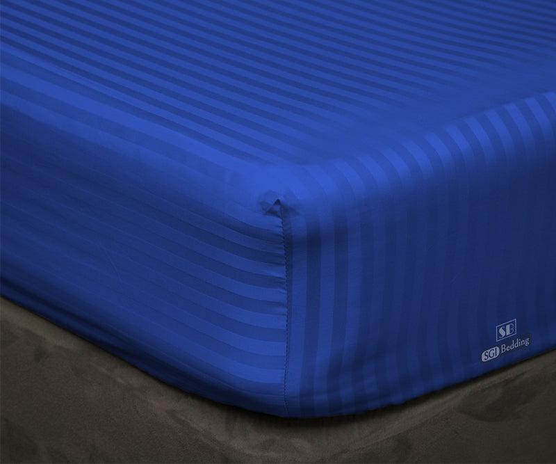 Luxury Royal Blue Stripe Fitted Sheets