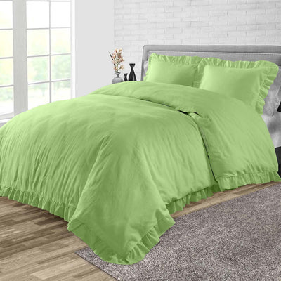 Sage Trimmed Ruffle Duvet Cover