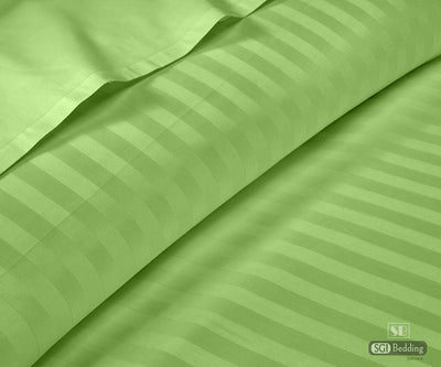Sage Green Stripe Flat Sheets Set
