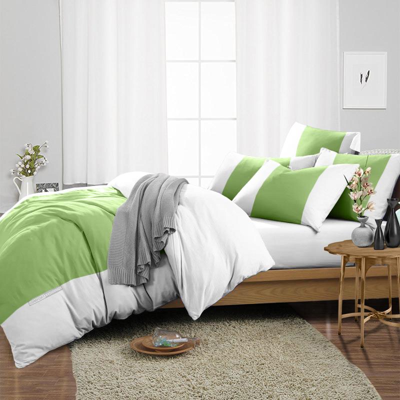 Luxury Sage with white contrast Colour Bar Duvet Cover