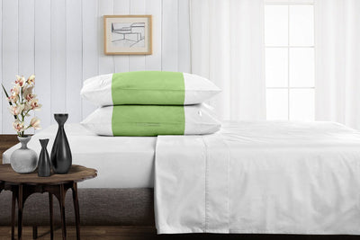 Soft Luxurious Sage - white contrast pillowcases