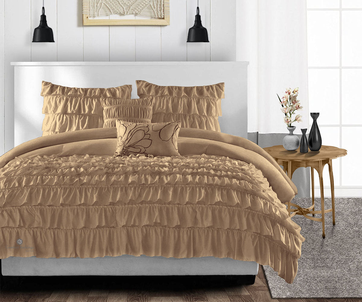 Most Selling Taupe ruffled comforter