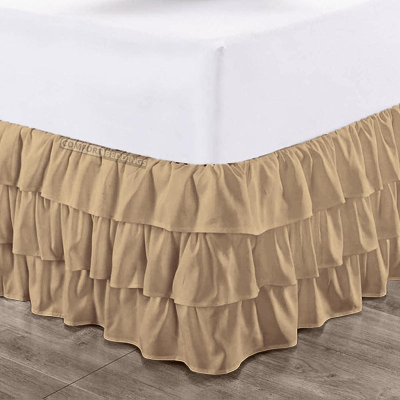 Taupe Multi Ruffle Bed Skirts