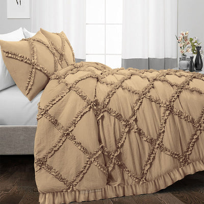Top Selling Taupe Diamond Ruffled Duvet Cover