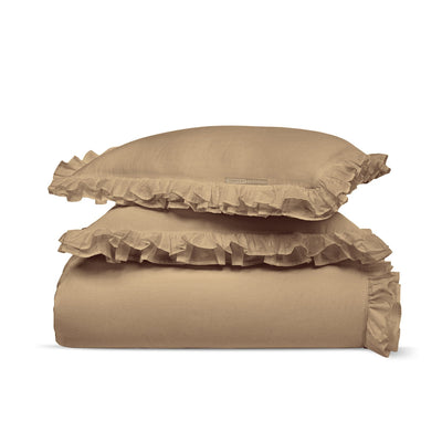 Taupe Trimmed Ruffle Duvet Covers