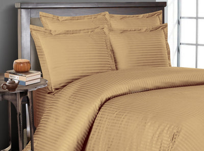 Taupe stripe bed in a bag