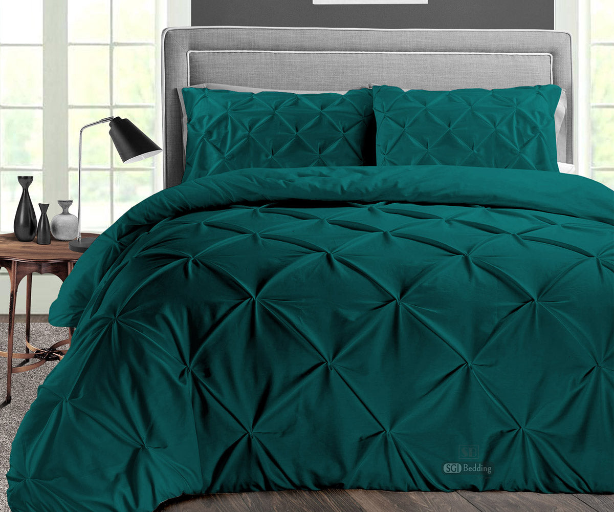 LUXURY TEAL PINCH PLEAT DUVET COVER