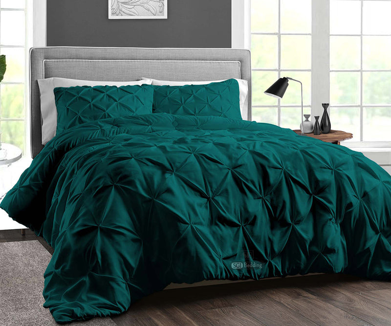 LUXURY TEAL PINCH PLEAT DUVET COVER