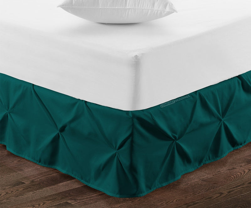 Teal Pinch Bed Skirt 