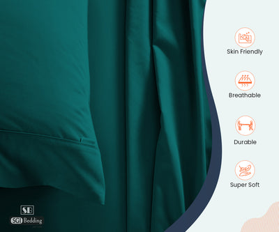 Teal Queen Size Flat Sheets